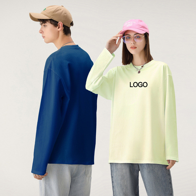 comprare 250gm t-shirt maschile a manica piena in oversized cotone termico manica lunga unisex bianco online manufacture