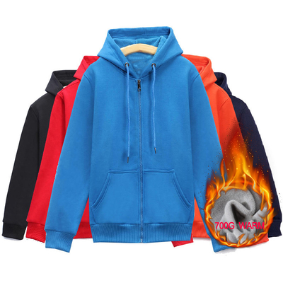comprare Maglietta con cappuccio a zip completo Unisex 700G Caldo Inverno Cappuccino Con Disegno Di Colore Solid online manufacture