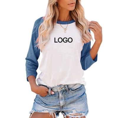 comprare 6xl 4x 3/4 giacca a manica con camicia a manica lunga Donna Polyester cotone Squadra collo bianco Raglan Baseball Jersey T-shirt online manufacture