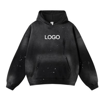 comprare Tissu di poliestere/cotone Disegno personalizzato Pullover vintage maschile oversize lavato con cappuccio online manufacture