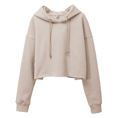 comprare Maglietta con cappuccio per donne maniche lunghe Fleece Crop Top Maglietta con cappuccio online manufacture