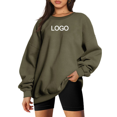 comprare Stile Casual Solid Donna Oversized leggero cotone poliestere felpa colletto online manufacture