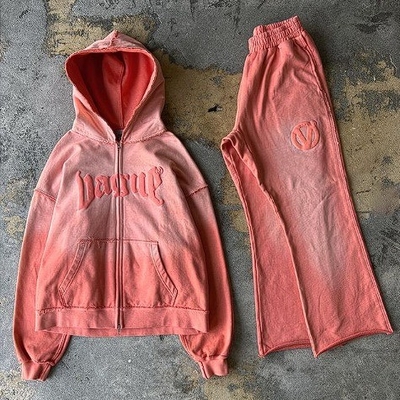 comprare Set personalizzato in 2 pezzi Costumi da jogging maschili in Acid Wash Design e Puff Print online manufacture