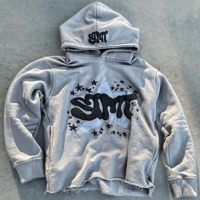 comprare Giubbotto con stampa puff Fleece Cotton Cut Cut Edge Raw Hem Puff Printing Hoodie Uomini online manufacture