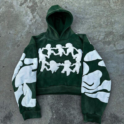 comprare Abbigliamento di strada francese Terry Cut Sweatshirt con cappuccio uomo personalizzato Puff Print Design online manufacture