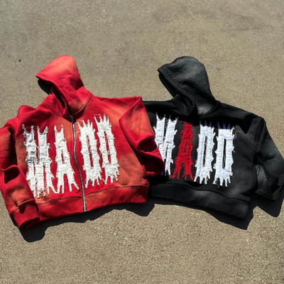 comprare Blank Custom Couple Brodery Hoodie Sole sbiadito Patchwork Distressed Streetwear Hoodie online manufacture