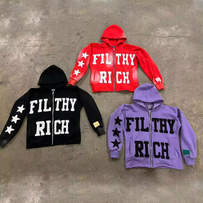 comprare ricamo cappuccino per coppia abbigliamento da strada autunnale 400 grammi Patch di cotone Acid Wash Sole sbiadito Zip Up Cappuccino tagliato online manufacture