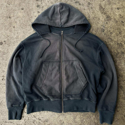comprare Stile vintage Cappuccino unisex stampato Cappuccino in pelo bianco Peso pesante francese Terry Zip Up online manufacture