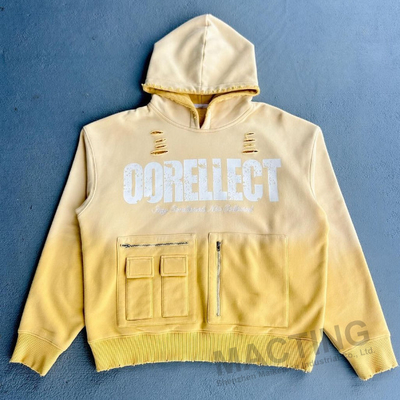 comprare Abbigliamento da strada personalizzato Pesante 500 grammi 100% cotone Acido Lavaggio solare sbiadito Zip Up Hoodie Uomini con tasche di cerniera online manufacture