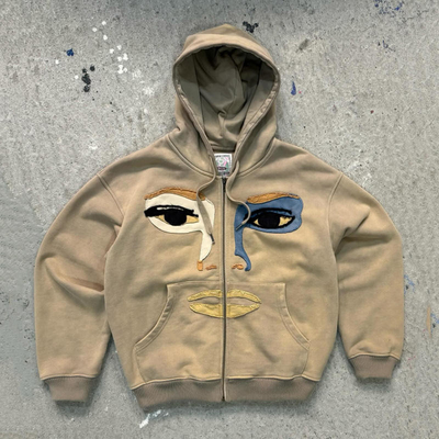 comprare Custom spessa pesante 100% di cotone Acid Wash francese Terry Distressed Patch Work ricamo Zip Up Hoodies Uomini online manufacture