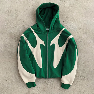 comprare Custom 100% cotone francese Terry Pesante 500gm Oversized Zip Up Vintage Hoodie Uomini patchwork Hoodies online manufacture