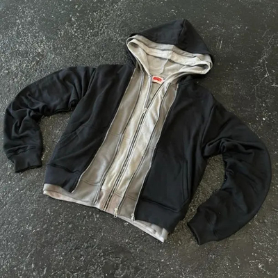 comprare Fabbricante Custom Francese Terry Cotton Boxy Unisex Stone Wash Hoodies Heavyweight Double Triple Layer Zip Up Blank Hoodie Uomini online manufacture