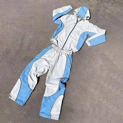 comprare Costume Sweatsuit ricamo Zip Up Giacca Jogger Set Color Block Nylon Sweat Pants Windbreaker Tracksuit per uomini online manufacture