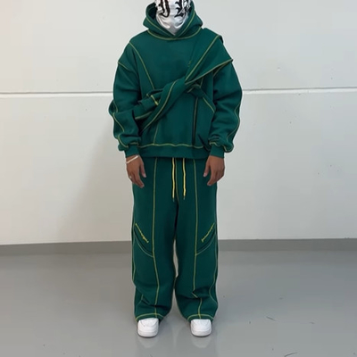 comprare Costume da jogger per uomini Dtg Stampa Piping Sweat Suit Lettera Stampata Hoodie Sweatpants Set a due pezzi online manufacture