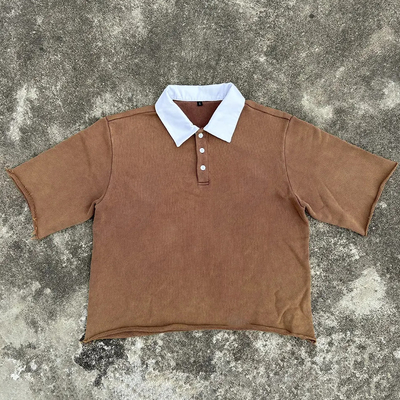 comprare Fabbricante di alta qualità 100% cotone vintage Acid Wash T-shirt a taglio a scatole T-shirt a manica corta uomo polo uomo online manufacture