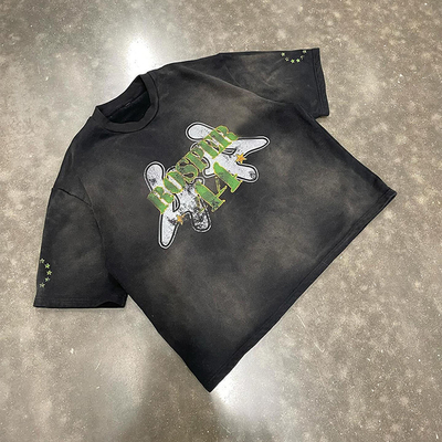 comprare Custom 100% Cotton Boxy Fit Vintage Acid Washed T-Shirt Sun Fading Graphic T-Shirt Uomini OEM/ODM Supporto Servizio OEM/ODM online manufacture