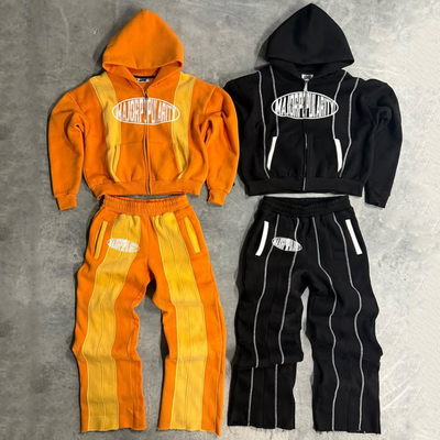 comprare Abiti da sudore a colori bloccati Patchwork Hoodie e pantaloni da sudore Set abiti da sport pesanti per uomini Donne online manufacture