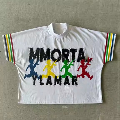 comprare Stampa su sublimazione personalizzata Logo Disegno grafico T-shirt di cotone pesante Colletto spessore 280 Gsm Dtg Stampa T-shirt a taglio a scatola Uomini online manufacture