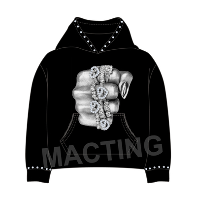 comprare Disegna il tuo logo di marchio Streetwear 100% cotone 500 Gsm Peso pesante Boxy tagliato Strass Hoodie Custom online manufacture