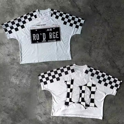 comprare Produttore di T-shirt personalizzate a quadri vintage a doppio strato 100% cotone oversize boxy di alta qualità streetwear T-shirt da uomo corte online manufacture
