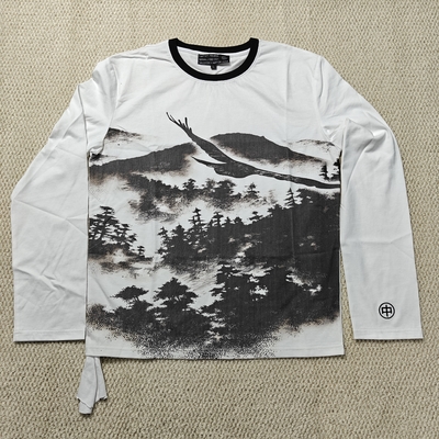 comprare Stampa grafica su misura Crewneck Drop Shoulder Oversized Heavyweight 100% cotone manica lunga t-shirt Uomini online manufacture