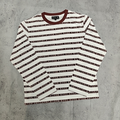 comprare Abbigliamento di strada personalizzato di alta qualità 100% cotone DTG Stampa Ringer sciolto Crewneck di grandi dimensioni a righe T-shirt a manica lunga Uomini online manufacture