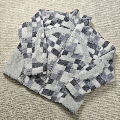 comprare Felpa con cappuccio in pile caldo patchwork a quadri invernale streetwear personalizzata di alta qualità con zip, soffice, foderata, tinta unita, giacca sherpa online manufacture