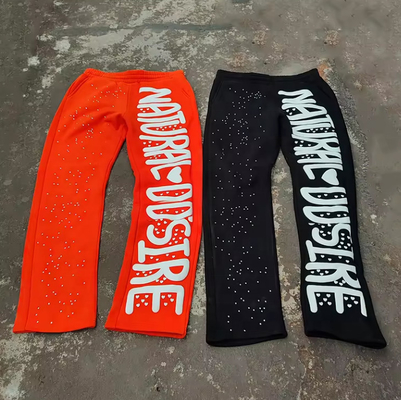 Pantaloni da sudore stampati in strass su misura Corridori Vintage Acid Wash Pantaloni da sudore gonfiabili Uomini