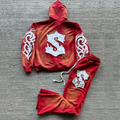 Logo ricamato a colori personalizzato 2 pezzi Set jogger pantaloni da ginnastica gonfiati