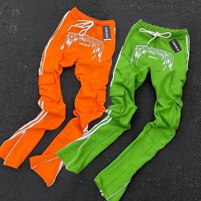 Pantaloni da ginnastica a strisce di cotone per uomini donne Zipper Pocket Cargo Pantaloni impilati Pantaloni da ginnastica a strisce di cotone