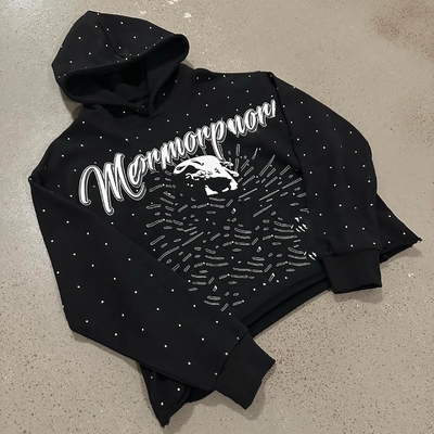 Customized Mens 300 gsm Pullover leggero con cappuccio Sweatshirt con bordo tagliato gomma grezza