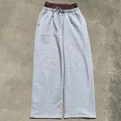 Pantaloni da sudore a gambe larghe su misura di cotone francese Terry doppia vita pantaloni da ginnastica dritti per uomini