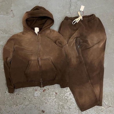 Stili di cotone maschile con cerniera, vestiti con cappuccio e pantaloni da ginnastica per il jogging