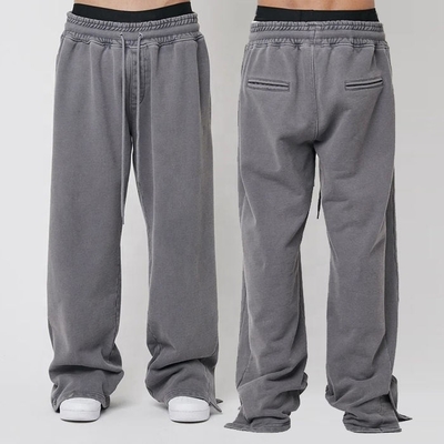 Pantaloni da ginnastica a gambe larghe da uomo primavera-estate 2024 con logo personalizzato e tessuto pesante