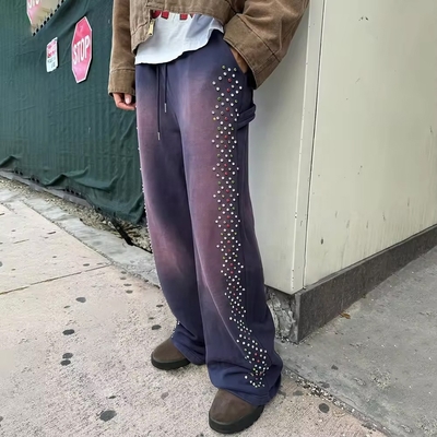 Pantaloni da ginnastica in cotone con decorazione a cristallo