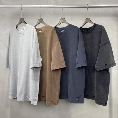 Supporto Logo personalizzato Vintage Acid Washed Boxy Fit tagliato Oversized T-shirt distressed