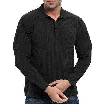 T-shirt polo personalizzato coscia a maglia uomo muscolare adatta manica lunga maglietta da allenamento per palestra e golf