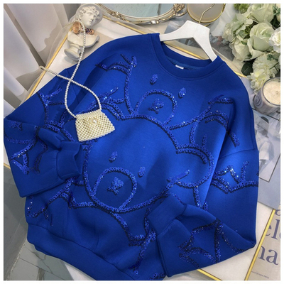 Maglietta da collo da donna con grafica dell'orso carino e stampa glitter