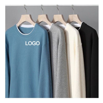 6xl 5xl 3xl maglietta con colletto di equipaggio in oversize stile casual waffle da uomo maglietta a maglia di velluto termico