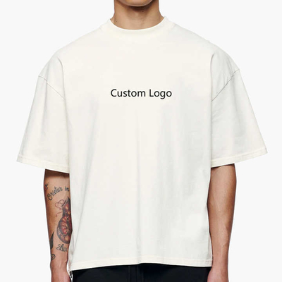 Custom Oversized Crop Top Maschile cotone Peso Pesante Drop Spalla Boxy Fit T-shirt Bianca