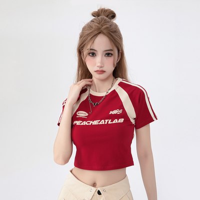 Metodo di tessitura Magliette a maglia in stile Y2K Custom Vintage Girls Letter 3D Screen Puff Print