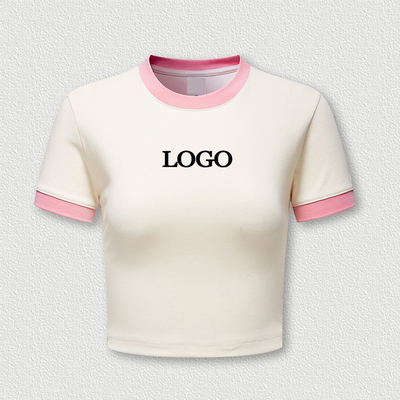 Custom Y2k Grafica Stampata Streetwear Pink Baby Tee Ringer Crop Top T-shirt per donne