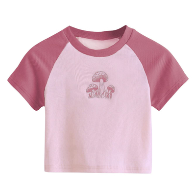 Personalizza il modello Tipo T-shirt da donna a manica corta Stampa rosa Funghi Casual sexy