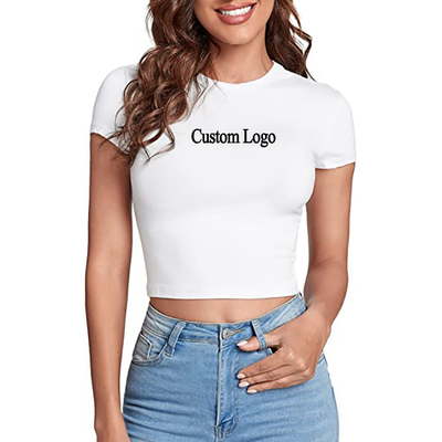 Sostenibile 2023 T-shirt semplice in poliestere personalizzato per donne Summer Baby Tee Y2k Crop Tops