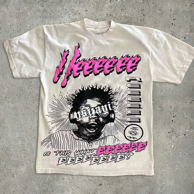 T-shirt stampati con logo personalizzato T-shirt di cotone da 220 grammi T-shirt pesanti Oversized Screen stampato Crew Neck Tshirts Uomini
