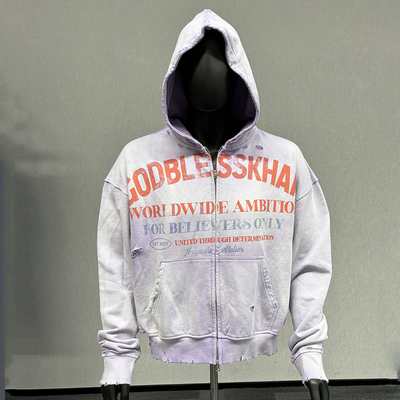 S-6XL taglia personalizzata Cappuccio di disagio 100% cotone francese Terry Sole sbiadito Acid Wash