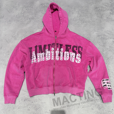 Hoodie lavata con 800 grammi di tessuto e strass