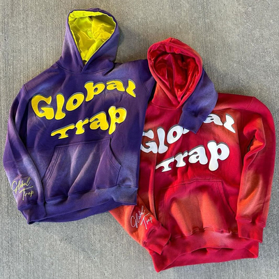 Testa di cravatta d'epoca personalizzata lavata al sole Pullover sbiadito Puff Print Hoodie 500 Gsm Peso pesante 100% cotone satinato