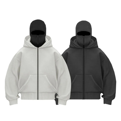 Fabbricante Pessimo Patchwork di cotone doppio cappuccio full zip up balaclava cappucci cappuccio mascherato uomo ninja personalizzato