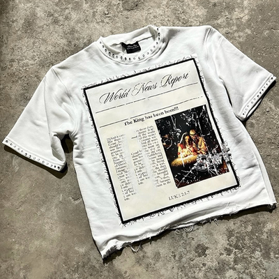 T-shirt di alta qualità 100% cotone biologico 250 gsm T-shirt pesante strass grezzo T-shirt a gomma tagliata